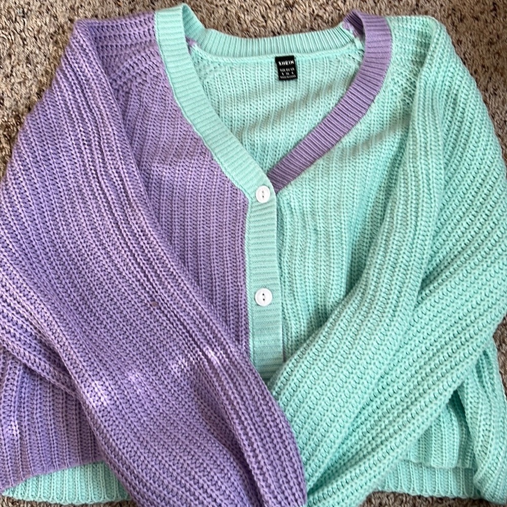 Half Blue, Half Purple Cardigan